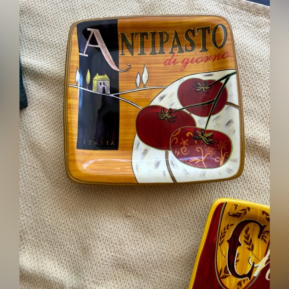 2 Pier 1 Imports 6x6” Cucina  square plates “Antipasto” & “Chianti” - Picture 4 of 8